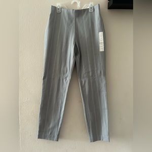 Women grey with white stripe side zip skinny ankle dress pants